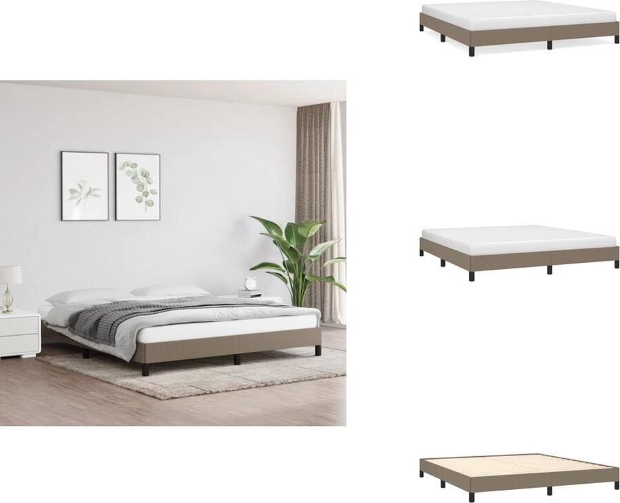 VidaXL Boxspringframe Taupe 203 x 180 x 25 cm (L x B x H) Geschikte matras- 180 x 200 cm Duurzaam materiaal Bed - Foto 2