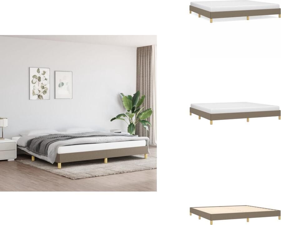 VidaXL Bedframe Duurzaam materiaal Stabiele poten Multiplex lattenbodem Kleur- taupe Afmetingen- 203 x 203 x 25 cm Geschikte matras- 200 x 200 cm Bed