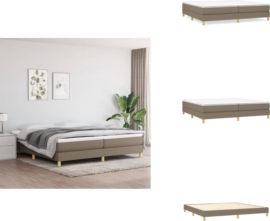 VidaXL Boxspringframe Taupe 203 x 200 x 25 cm Duurzaam materiaal Ondersteunende poten Multiplex lattenbodem Bed