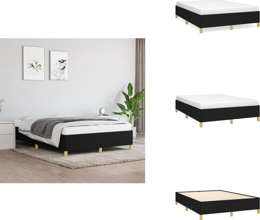 VidaXL Bedframe Duurzaam Multiplex lattenbodem Zwart 193 x 143 x 35 cm (L x B x H) Geschikte matras- 140 x 190 cm Bed
