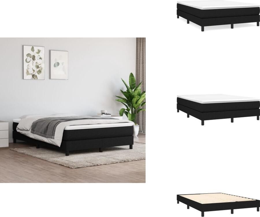 VidaXL Boxspringframe Zwart 193 x 140 x 25 cm Duurzaam materiaal Ondersteunende poten Multiplex lattenbodem Bed