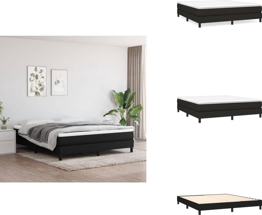 VidaXL Boxspringframe Zwart 203x180x25 cm Duurzaam materiaal Ondersteunende poten Multiplex lattenbodem Montagehandleiding inbegrepen Geschikt voor matras 180x200 cm Bed