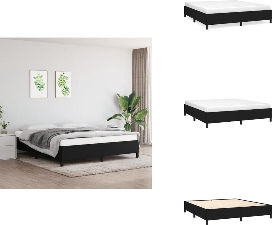 VidaXL Bedframe Bed Slaapmeubel Bedframe zonder matras stof zwart 180x200 cm