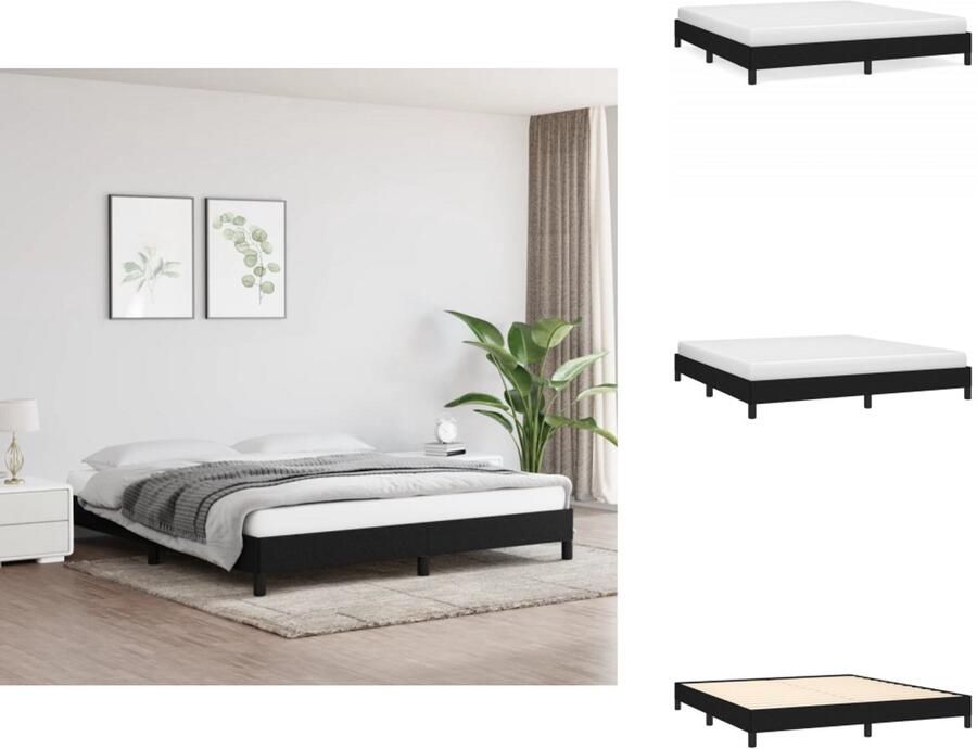 VidaXL Bedframe Bed Slaapmeubel Bedframe zonder matras stof zwart 180x200 cm