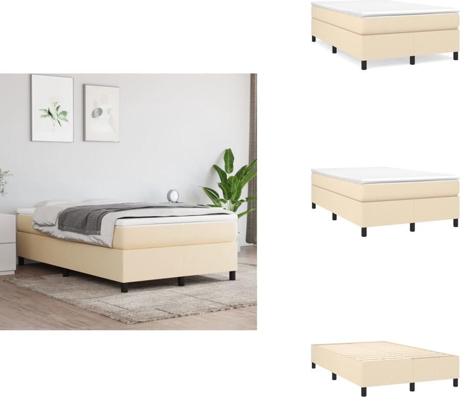 VidaXL Boxspringframe Crème 203 x 120 x 35 cm Duurzaam materiaal Ondersteunende poten Multiplex lattenbodem Bed