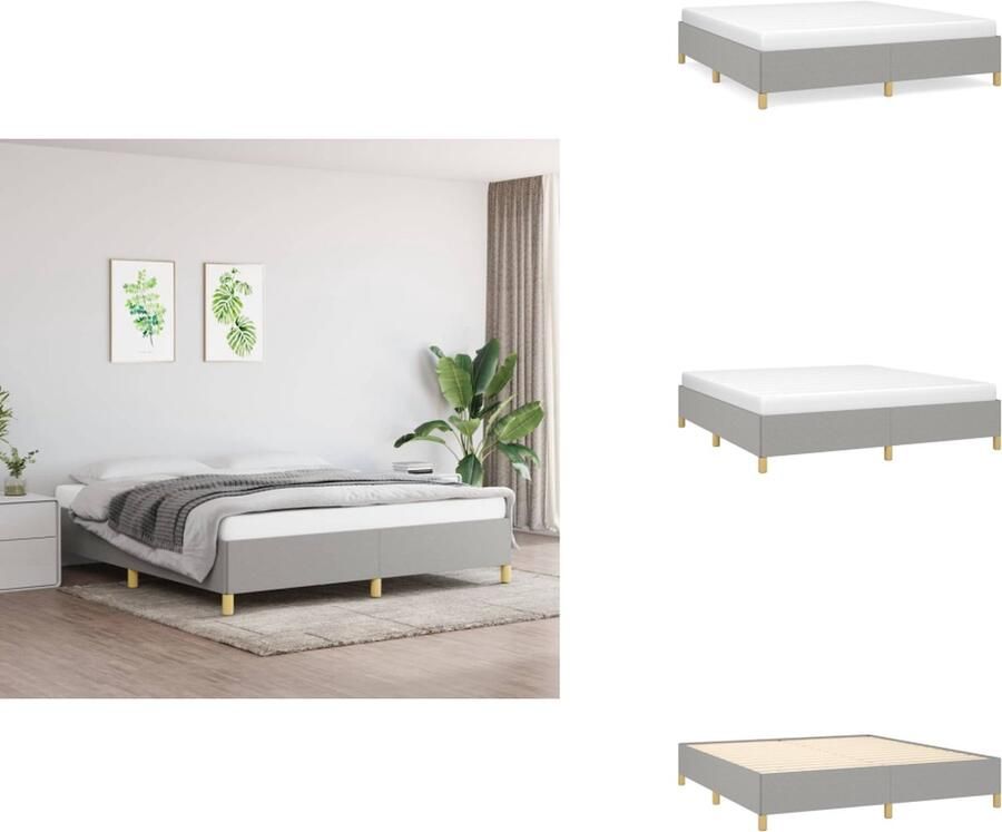 VidaXL Bedframe Bed Slaapmeubel Bedframe zonder matras stof lichtgrijs 160x200 cm
