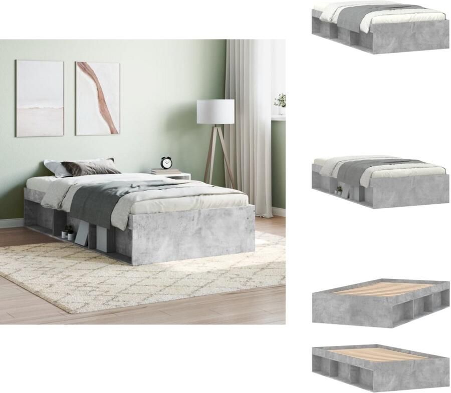 VidaXL Bedframe Bedframes Bed Bedbodem Bedframe betongrijs 100x200 cm