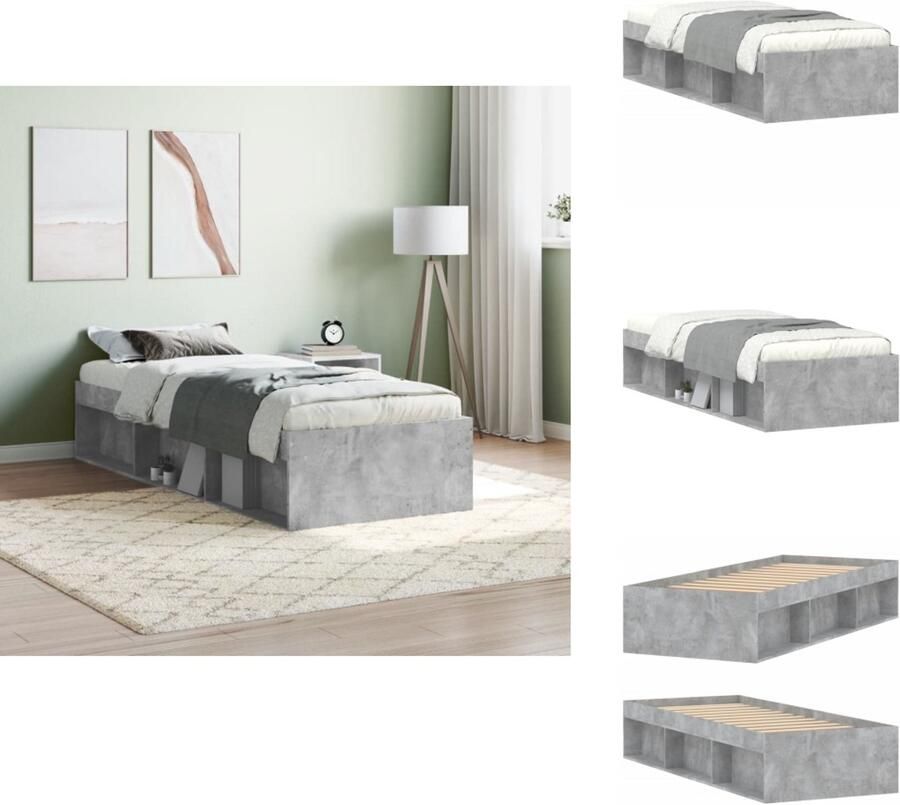 VidaXL Bedframe Bedframes Bed Bedbodem Bedframe betongrijs 75x190 cm