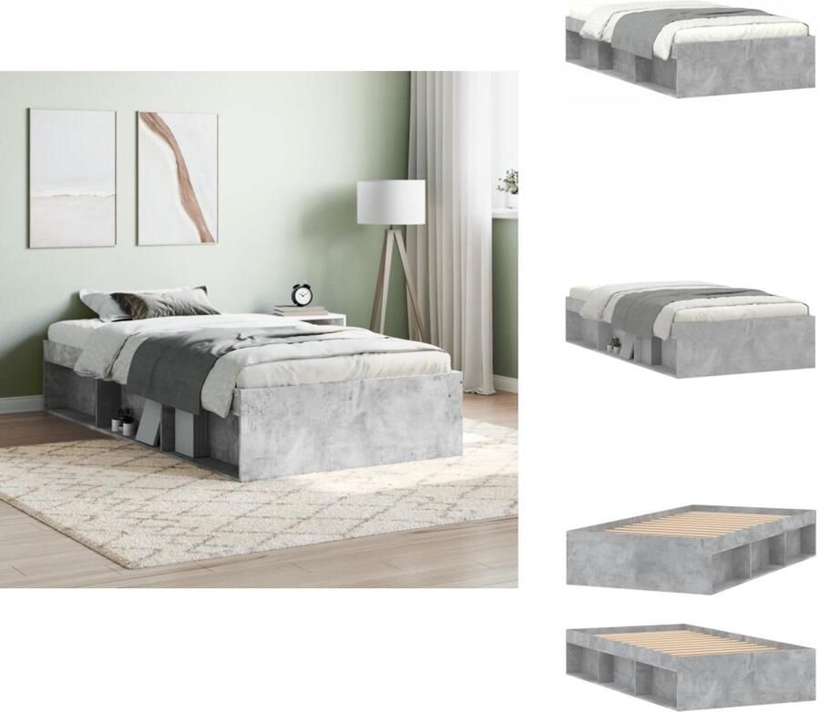 VidaXL Bedframe Bedframes Bed Bedbodem Bedframe betongrijs 90x190 cm