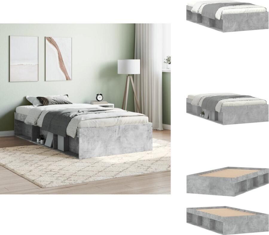 VidaXL Bedframe Bedframes Bed Bedbodem Bedframe betongrijs 90x200 cm