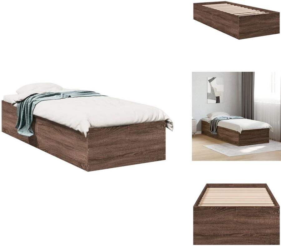 VidaXL Bedframe Bedframes Bed Bedbodem Bedframe bewerkt hout bruin eikenkleur 90x200 cm