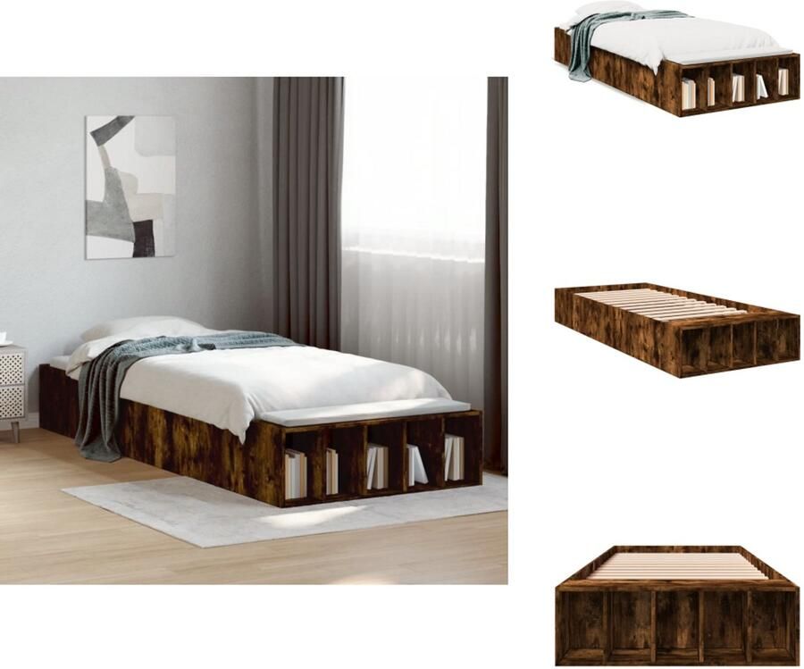 VidaXL Bedframe Bedframes Bed Bedbodem Bedframe bewerkt hout gerookt eikenkleurig 90x190 cm