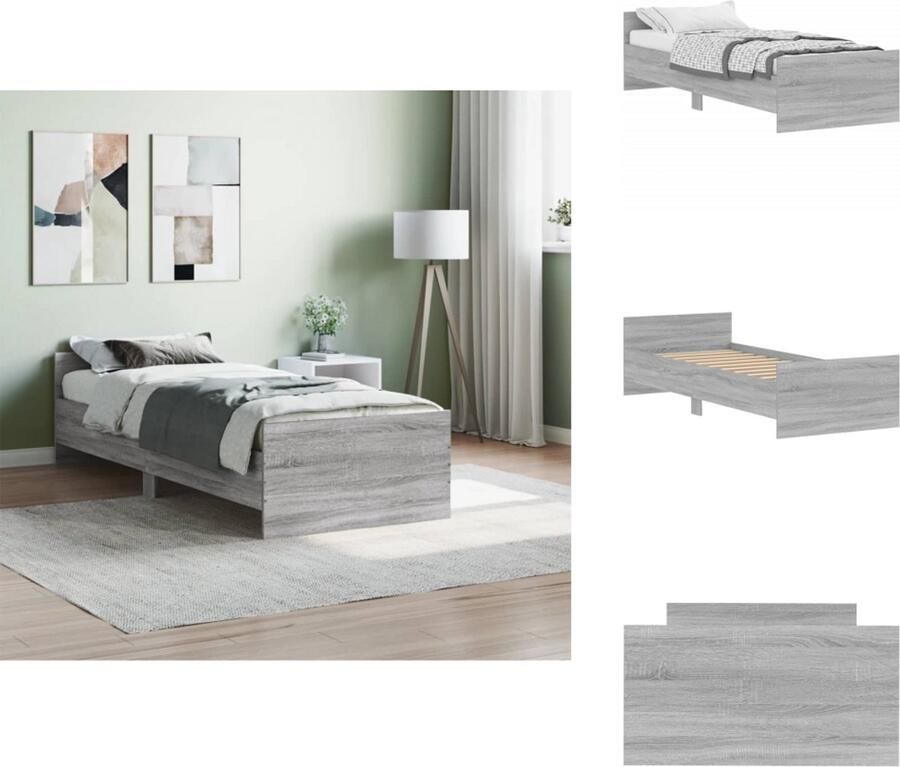 VidaXL Bedframe Bedframes Bed Bedbodem Bedframe bewerkt hout grijs sonoma eiken 75x190 cm