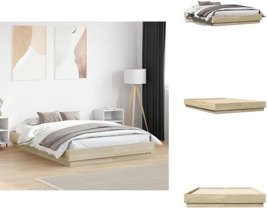 VidaXL Bedframe Bedframes Bed Bedbodem Bedframe bewerkt hout sonoma eikenkleurig 120x190 cm