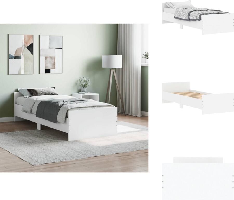 VidaXL Bedframe Bedframes Bed Bedbodem Bedframe bewerkt hout wit 75x190 cm