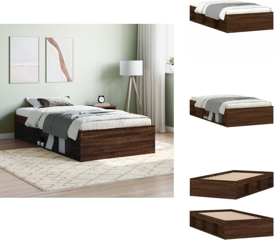 VidaXL Bedframe Bedframes Bed Bedbodem Bedframe bruin eikenkleur 100x200 cm