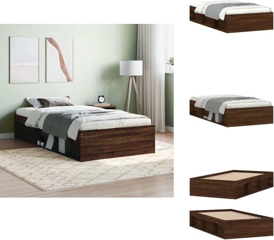 VidaXL Bedframe Bedframes Bed Bedbodem Bedframe bruin eikenkleur 90x190 cm