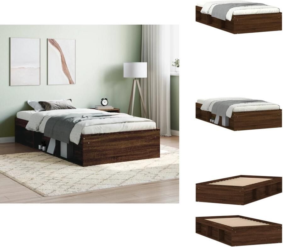 VidaXL Bedframe Bedframes Bed Bedbodem Bedframe bruin eikenkleur 90x200 cm