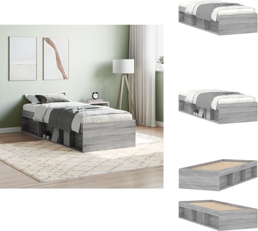VidaXL Bedframe Bedframes Bed Bedbodem Bedframe grijs sonoma eikenkleurig 75x190 cm