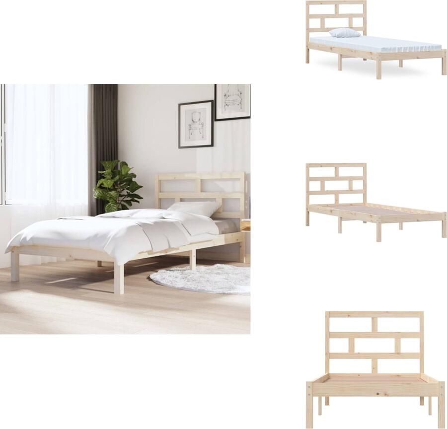 VidaXL Houten Bedframe Modern Bedroom Meubelen Afmeting- 205.5 x 105.5 x 69.5 cm Hoogwaardig Massief Grenenhout Bed
