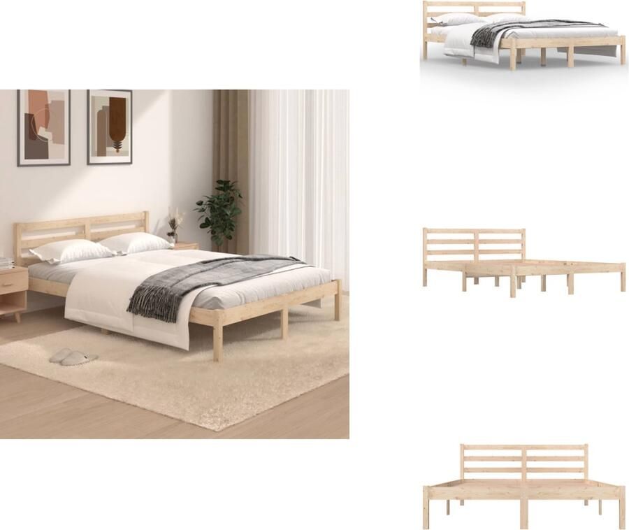VidaXL Houten Bedframe Grenenhout 195.5 x 125.5 x 69.5 cm Stevige Lattenbodem Comfortabel Hoofdeinde Bed - Foto 3