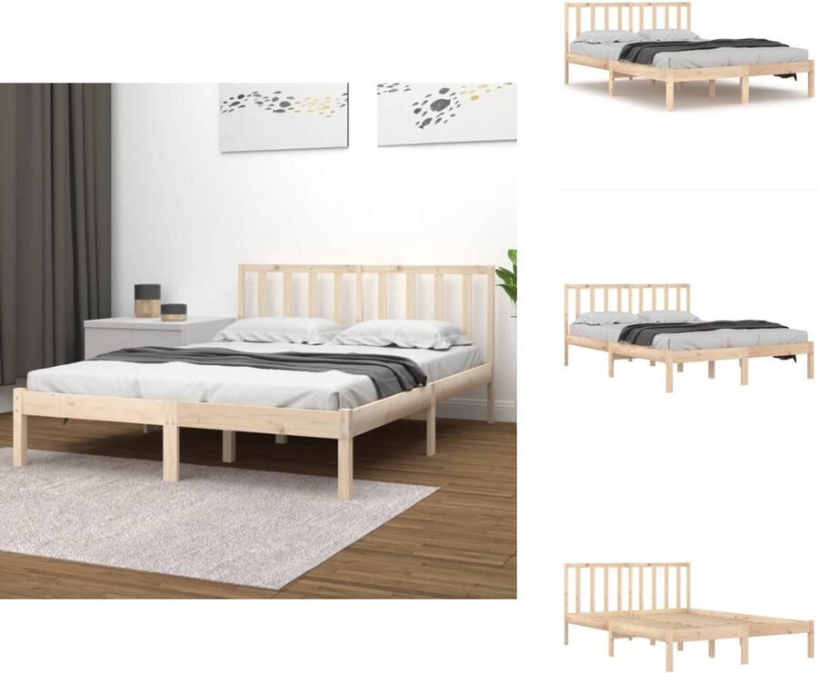 VidaXL Houten Bedframe Grenenhout 195.5 x 125.5 x 69.5 cm Stevige Lattenbodem Comfortabel Hoofdeinde Bed - Foto 4