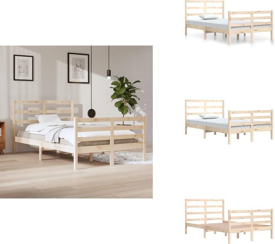 VidaXL Bedframe Bedframes Bed Bedbodem Bedframe massief grenenhout 120x200 cm
