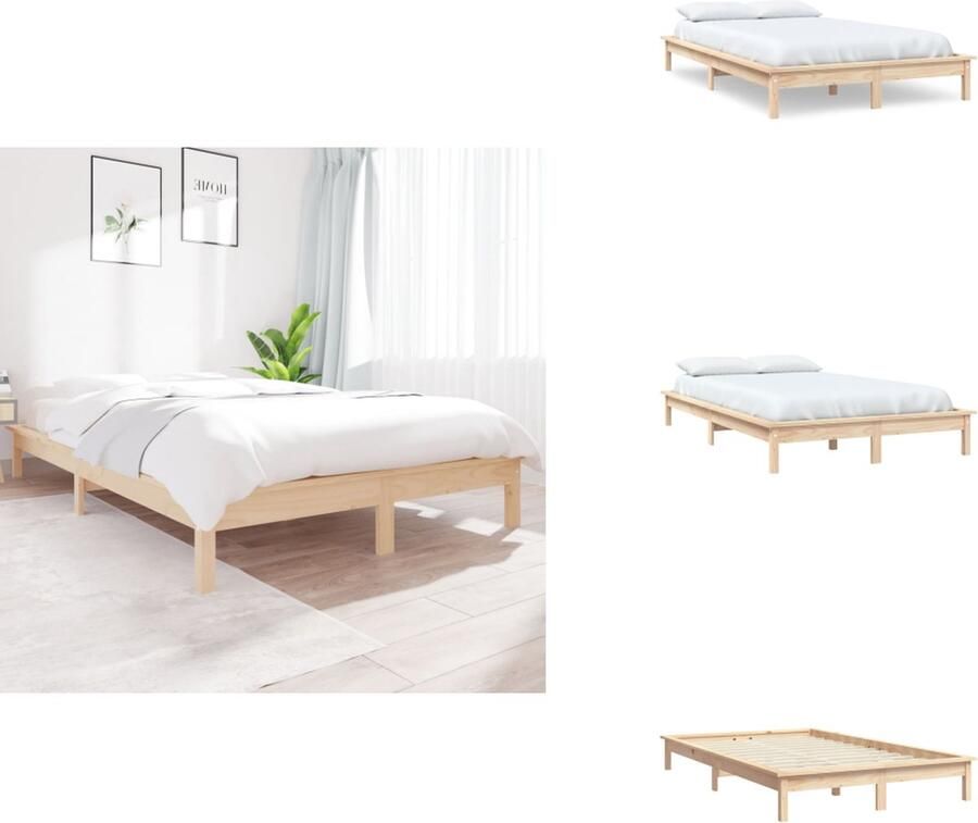 VidaXL Bedframe Bedframes Bed Bedbodem Bedframe massief grenenhout 140x200 cm
