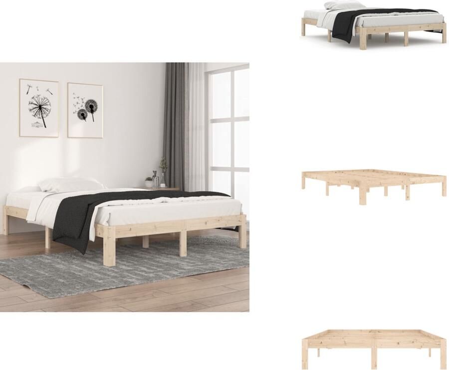 VidaXL Bedframe Houten Grenenhout 203.5 x 143.5 x 30 cm 140 x 200 cm Massief Onbehandeld Bed
