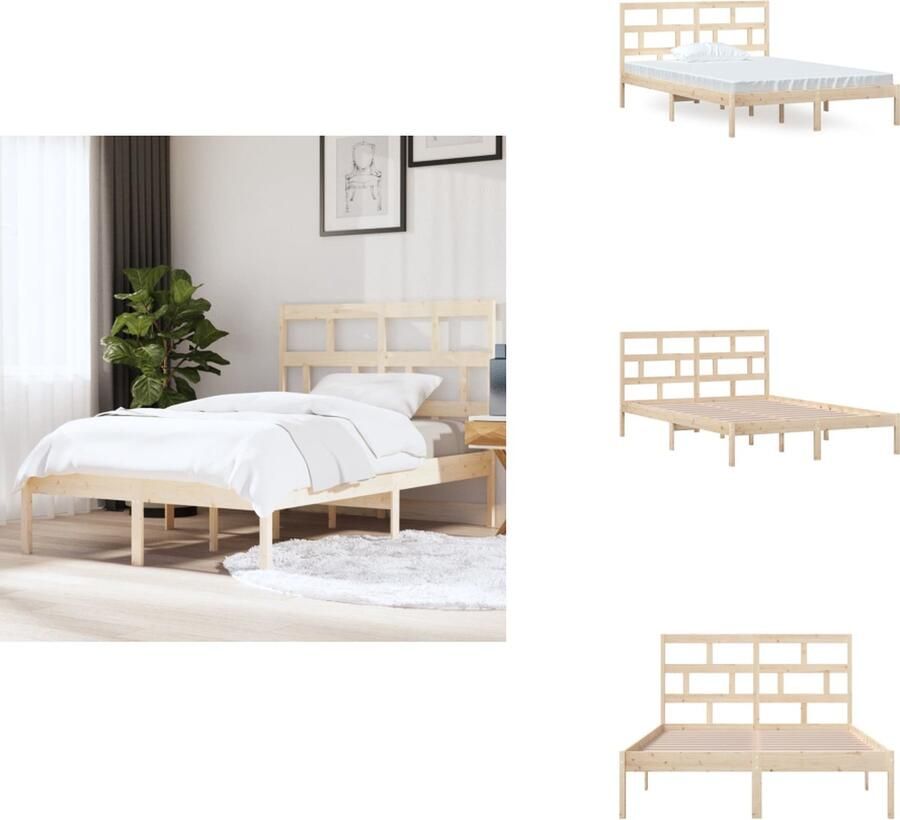 VidaXL Bedframe Grenenhout Modern slaapkamermeubel Bedframe Afmeting- 205.5 x 146 x 100 cm Ken- Comfortabel hoofdeinde Bed