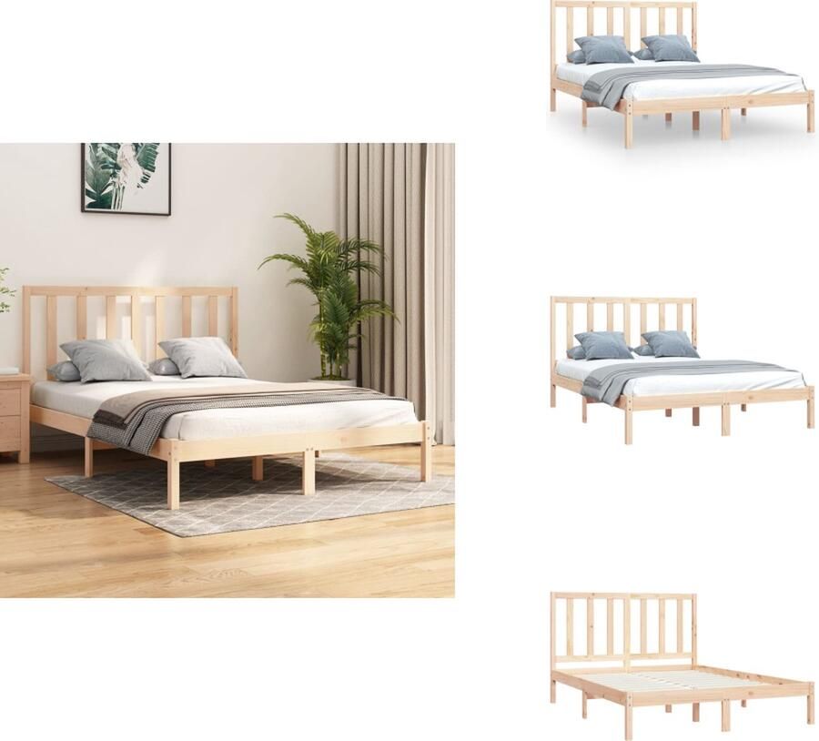 VidaXL Bedframe Grenenhout 205.5 x 145.5 x 100 cm Onbehandeld 140 x 200 cm Montage vereist Bed