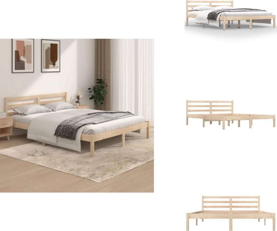 VidaXL Bedframe Bedframes Bed Bedbodem Bedframe massief grenenhout 150x200 cm 5FT King Size - Foto 2