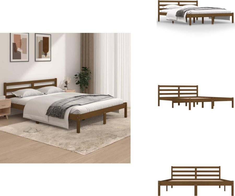 VidaXL Houten Bedframe Moderne Slaapkamer Afmeting- 205.5 x 155.5 x 69.5 cm Ken- Hoogwaardig Massief Grenenhout Bed