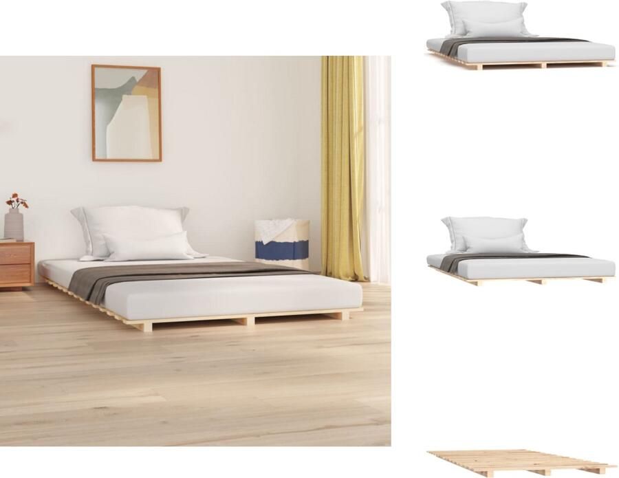 VidaXL Bedframe Bedframes Bed Bedbodem Bedframe massief grenenhout 150x200 cm 5FT King Size - Foto 3