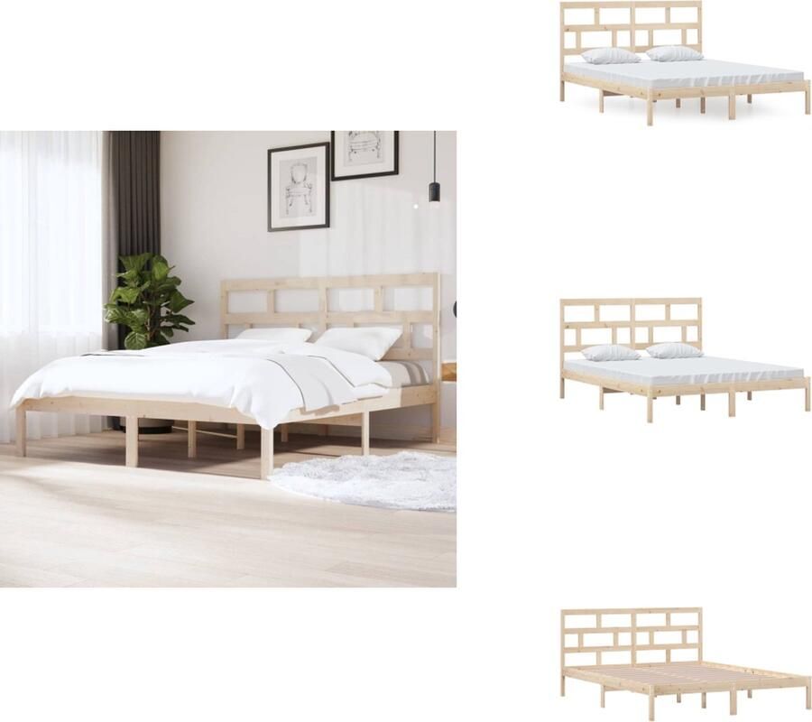 VidaXL Bedframe Bedframes Bed Bedbodem Bedframe massief grenenhout 160x200 cm