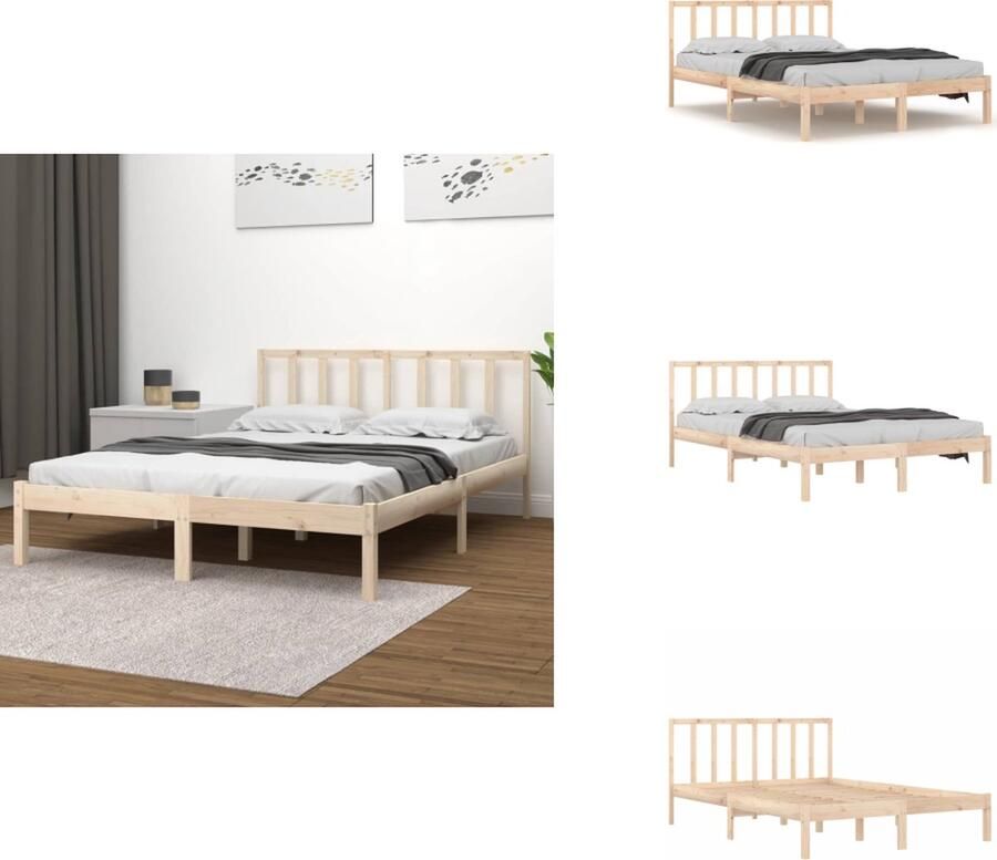 VidaXL Houten Bedframe Modern Bedroom Bedframe Afmeting- 205.5 x 165.5 x 69.5 cm Ken- Massief grenenhout Bed - Foto 2