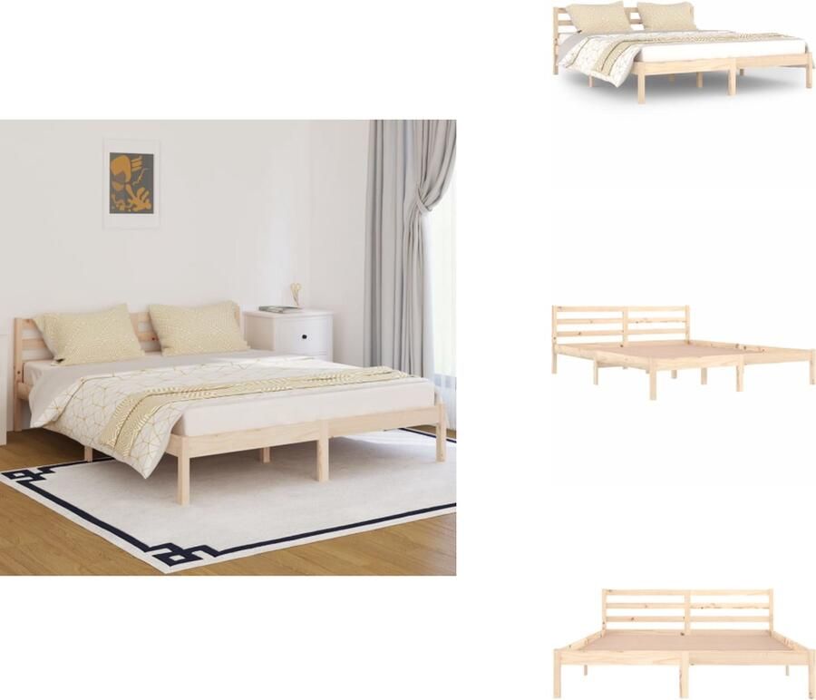 VidaXL Houten Bedframe Modern Bedroom Bedframe Afmeting- 205.5 x 165.5 x 69.5 cm Ken- Massief grenenhout Bed - Foto 3