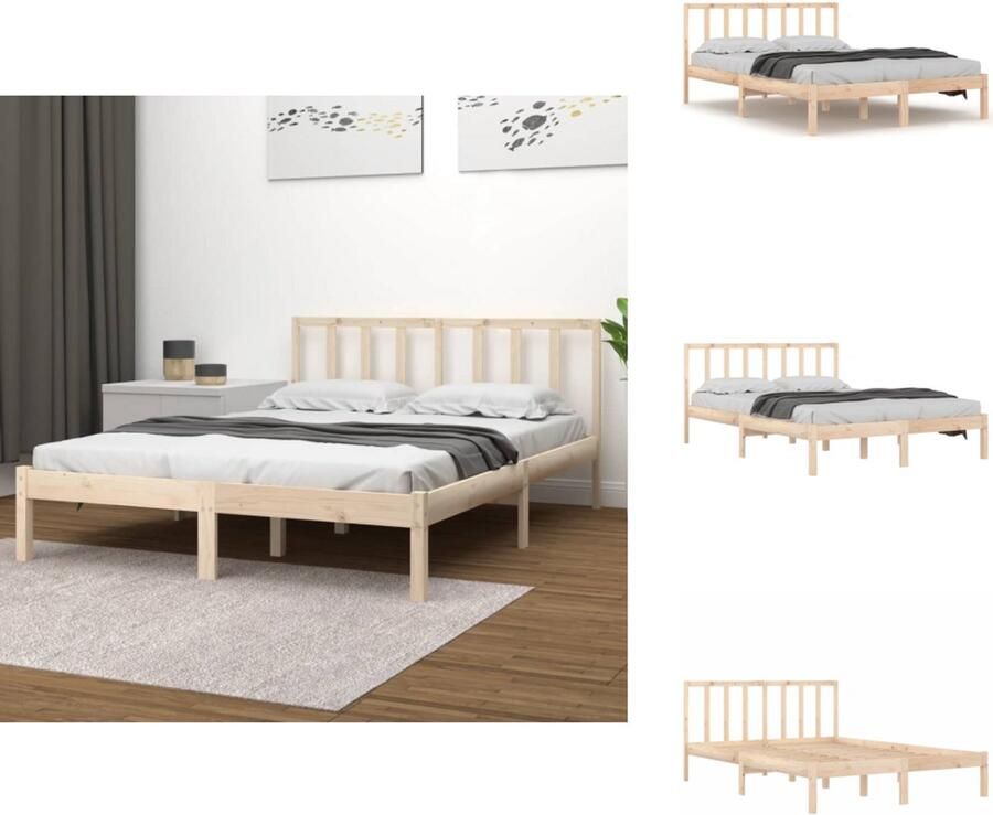VidaXL Houten Bedframe Modern Bedroom Bedframe Afmeting- 205.5 x 165.5 x 69.5 cm Ken- Massief grenenhout Bed - Foto 4