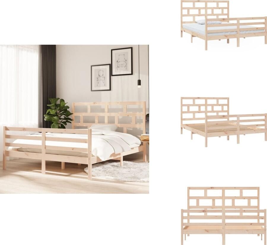 VidaXL Bedframe Bedframes Bed Bedbodem Bedframe massief grenenhout 160x200 cm