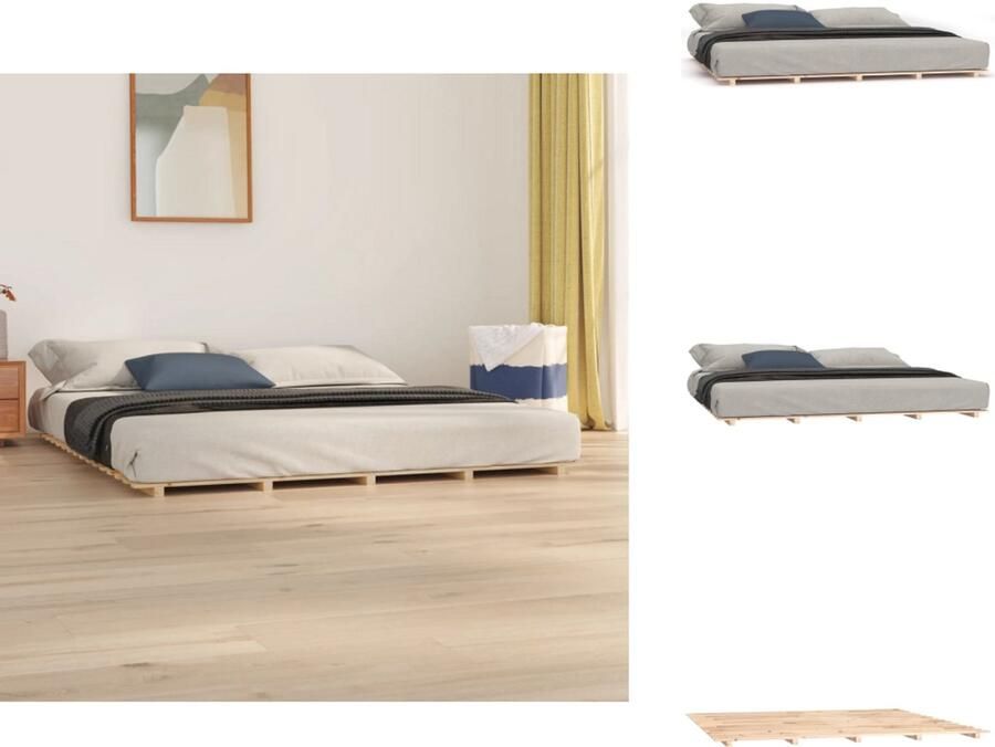 VidaXL Houten Bedframe Modern Bedroom Bedframe Afmeting- 205.5 x 165.5 x 69.5 cm Ken- Massief grenenhout Bed - Foto 7