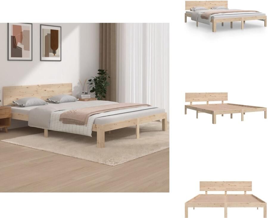 VidaXL Houten Bedframe Modern Bedroom Bedframe Afmeting- 205.5 x 165.5 x 69.5 cm Ken- Massief grenenhout Bed - Foto 5