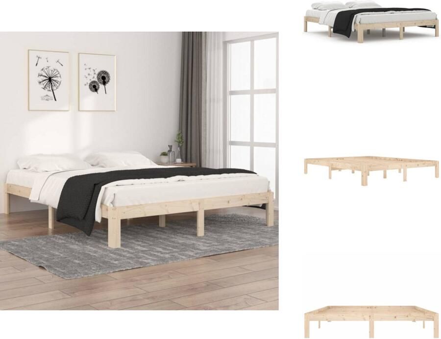 VidaXL Houten Bedframe Modern Bedroom Bedframe Afmeting- 205.5 x 165.5 x 69.5 cm Ken- Massief grenenhout Bed - Foto 6