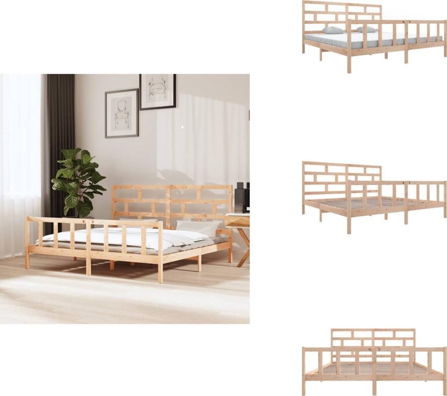 VidaXL Bedframe Grenenhout Bedden 206.5x185.5x70 cm Massief 180x200 cm matras Bed