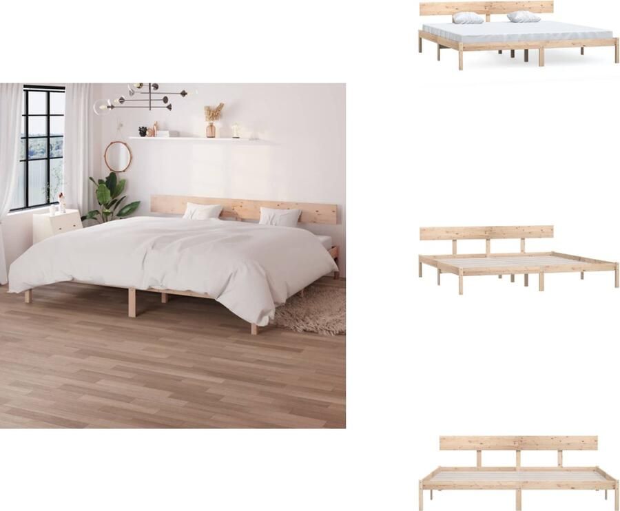 VidaXL Houten Bedframe Moderne Slaapkamer 205.5 x 205.5 x 69.5 cm Massief Grenenhout Montage vereist Bed - Foto 2
