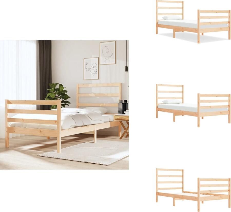 VidaXL Houten Bedframe Tijdloos Bedden 90 x 190 cm Ken- Massief grenenhout Bed