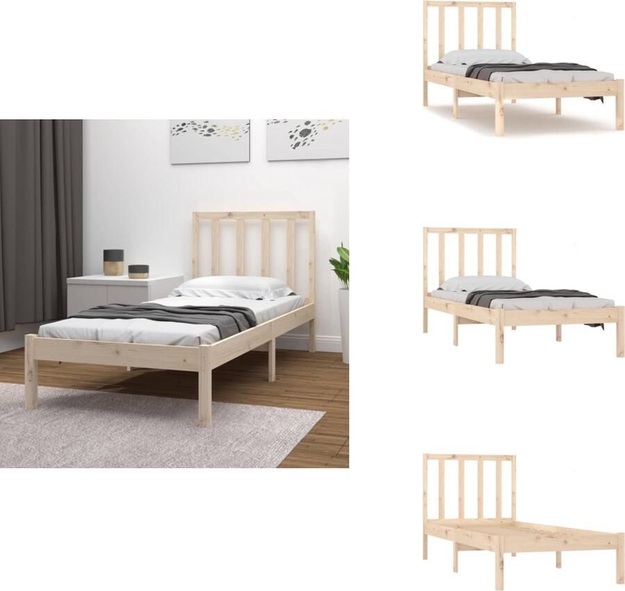 VidaXL Bedframe Grenenhout 205.5 x 96 x 100 cm Rustieke uitstraling Stevige lattenbodem 90 x 200 cm Bed - Foto 2
