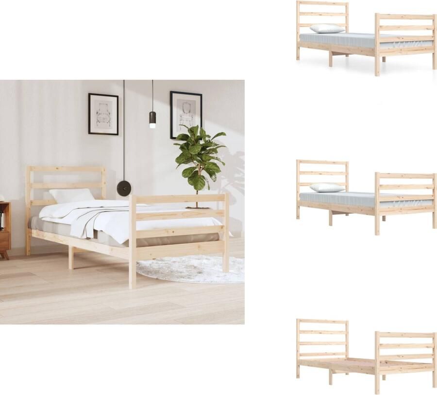 VidaXL Bedframe Massief Grenenhout 205.5 x 95.5 x 100 cm Rustiek ken Matras apart verkrijgbaar Bed
