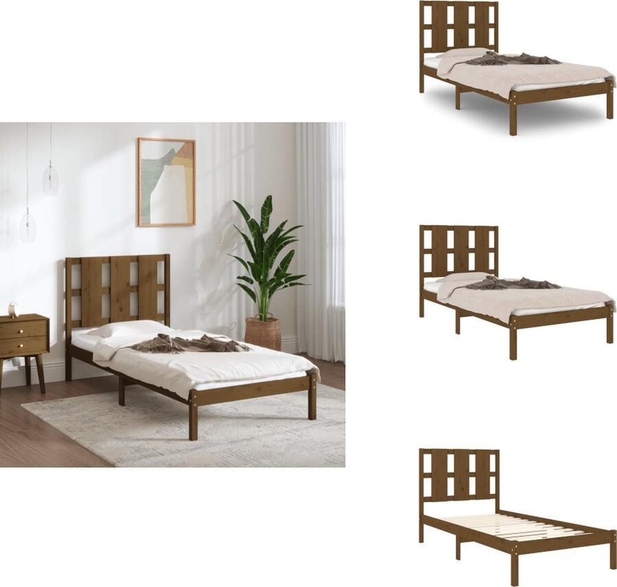 VidaXL Houten Bedframe Modern Slaapkamer Afmeting- 205.5 x 105.5 x 100 cm Ken- Massief grenenhout Bed
