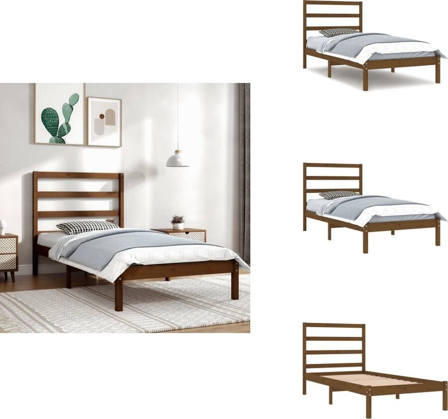 VidaXL Bedframe Bedframes Bed Bedbodem Bedframe massief grenenhout honingbruin 100x200 cm