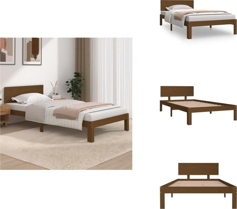 VidaXL Houten Bedframe Modern Slaapkamer Afmeting- 205.5 x 105.5 x 100 cm Ken- Massief grenenhout Bed - Foto 6